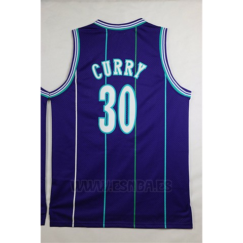 Camiseta Charlotte Hornets Dell Curry #30 Retro Violeta